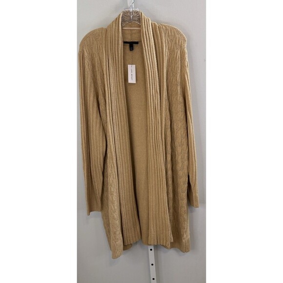 Lane Bryant Women’s 18/20 Plus Open Front Longline Cardigan Sweater Tan Duster - Picture 1 of 8